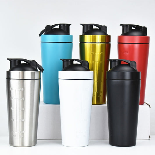Stainless Steel Shaker Cup Vacuum Mixer Cup Outdoor Drinkware Water Bottle Double Layer Protein Powder Shaker Bottle 500ml