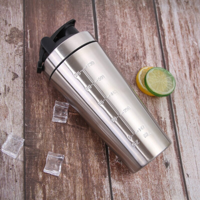 Stainless Steel Shaker Cup Vacuum Mixer Cup Outdoor Drinkware Water Bottle Double Layer Protein Powder Shaker Bottle 500ml