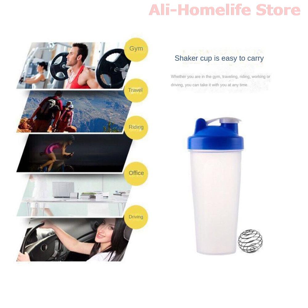 600ml Mixing Bottle Plastic Protein Powder Shaker Cup Outdoor Portable Sports Fitness Gym Drinking Water Bottle Kitchen Supplies