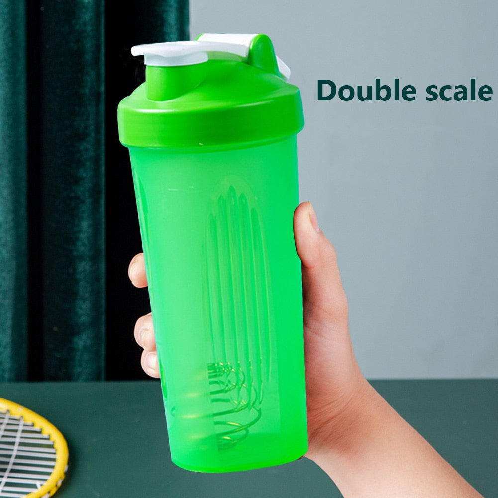 600ml Protein Powder Shaker Bottle Portable Shake Cup for Gym Ffitness Sport Shaker Mixing Cup W/ Scale Leak Proof Water Bottle