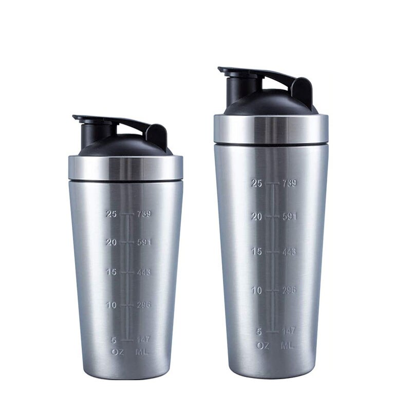 Stainless Steel Shaker Cup Vacuum Mixer Cup Outdoor Drinkware Water Bottle Double Layer Protein Powder Shaker Bottle 500ml